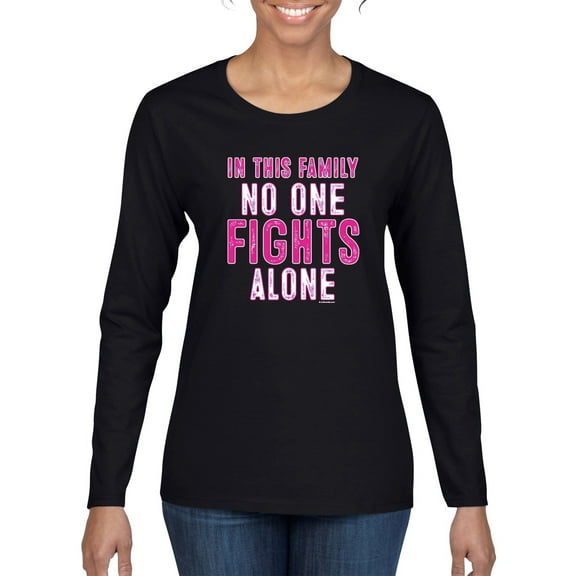 In This Family No One Awareness Womens Graphic Long Sleeve T-Shirt, Black, Small
