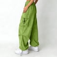 thumbnail image 6 of Hudaneo Girls Cargo Pants High Waisted Baggy Streetwear Pants with Pockets Wide Leg Streetwear Kids Pants, Green 4-5 Years, 6 of 7