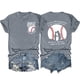 thumbnail image 1 of Camisetas de Manga Corta para Mujeres Beisbol Amor Doble Cara Impresión Cuello Redondo Camiseta, Top de Verano Casual, 1 of 3