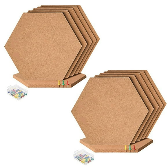 12Pcs Hexagon Cork Board Tiles Self Adhesive Thick Corkboards for Wall Memo Boards Pin Board Decorative Bulletin Board