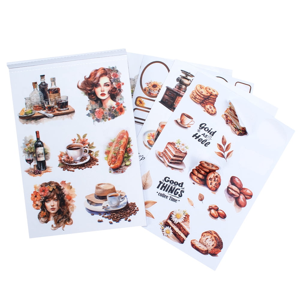 Vintage Art Deco Palace Style Sticker Book - Travel Character PET Stickers for Journals and DIY Crafts