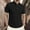 Black, variant on Men's Short Sleeve Casual Shirt, Solid Color Stand Collar, 3-Button Versatile Summer Top