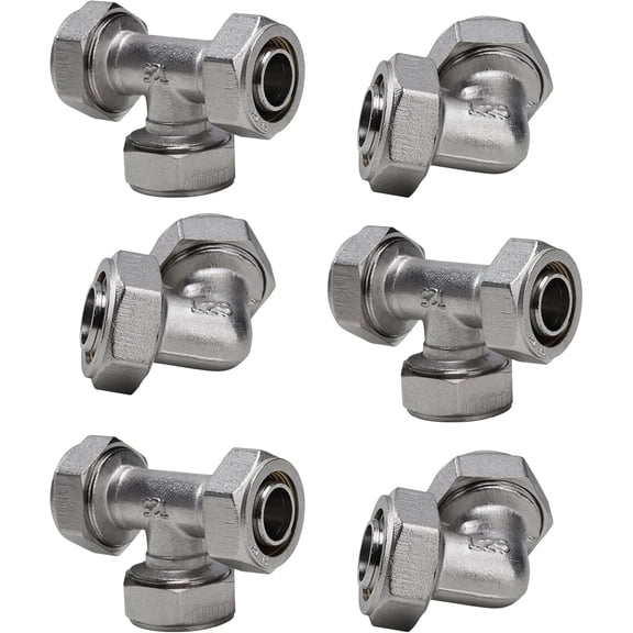 Air Compressor Hose 3/4" Air Fittings Kit, 3PCS 3/4-inch Tee Air Line Fittings and 3PCS 3/4-inch Equal Elbow Air Line Fittings Fit for Shop Air Line Kit 3/4 inch