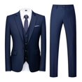 thumbnail image 1 of Cloudstyle Men's 3Pcs Business Professional Casual Daily Slim Fit One Button Suit Set (Blazer + Vest + Pants), 1 of 5