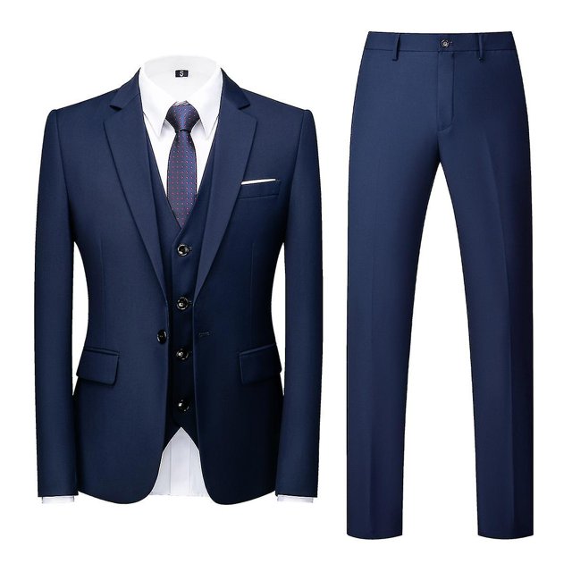 Cloudstyle Men's 3Pcs Business Professional Casual Daily Slim Fit One Button Suit Set (Blazer + Vest + Pants)