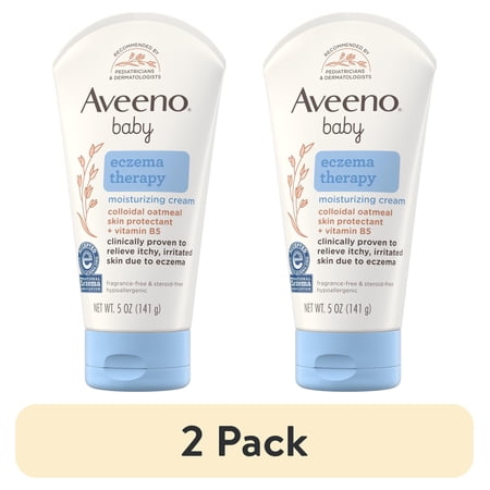 (2 pack) Aveeno Baby Eczema Therapy Moisturizing Cream Body Lotion with Oatmeal, 5 oz