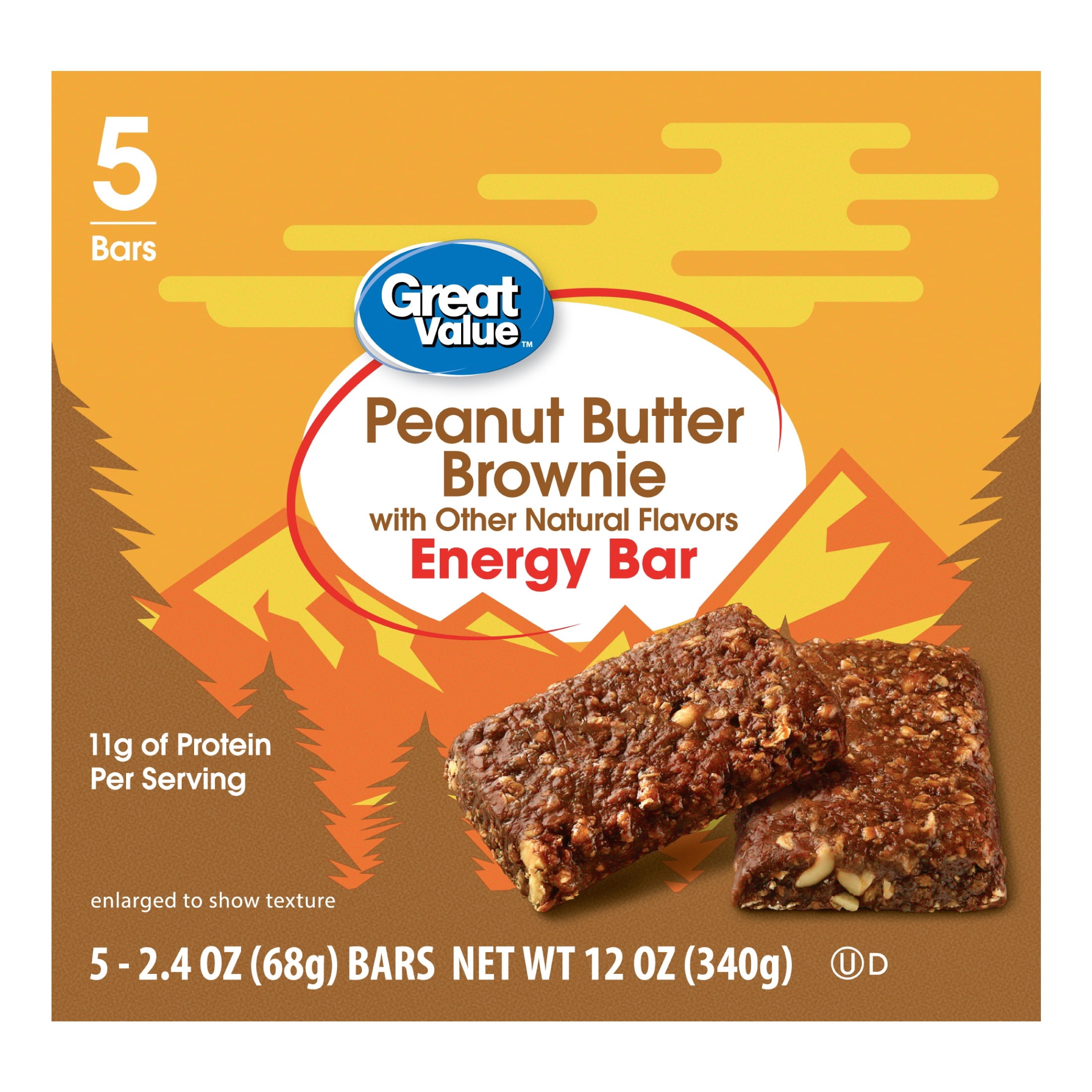 (4 pack) Great Value Energy Bar, Chocolate Peanut Butter, 2.4 oz, 5 Count