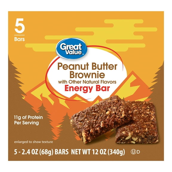 Great Value Energy Bar, Chocolate Peanut Butter, 2.4 oz, 5 Count