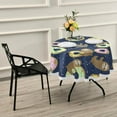 thumbnail image 7 of SKYSONIC Cute Sloth Sweet Doughnut Tablecloth Blue Spot Round Tablecloths Polyester Tablecover Cloths Washable Tabletop Runner Kitchen Party Picnic Dining Home Decor 60inch, 7 of 7