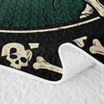 thumbnail image 5 of Homewish Halloween Sugar Skull Bed Spread Queen, Tombstone Bats Queen Coverlet Set, Black Cream Orange, 3 Pieces 1 Bedspread and 2 Pillowcases, 5 of 7
