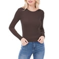 thumbnail image 5 of Made by Olivia Women's Solid Long Sleeve Crew Neck Fitted Ribbed Sweater Top, 5 of 7