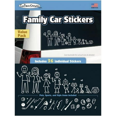 Cool Family Car Stickers - Value Pack - contains 36