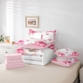 thumbnail image 6 of Homewish Initial Letter J 7-Piece Twin Bedding Sets,Kawaii Flower Floral Bedding Comforter Set,Pink Sequin Print Sheet Sets For Girl,Breathable Bedroom Decoration Reversible, 6 of 8