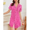 thumbnail image 4 of Ekouaer Nightgowns for Women Button Down Nightshirt Short Sleeve V Neck Nightdress Classic Boyfriend Sleepshirt Light Blue M, 4 of 6
