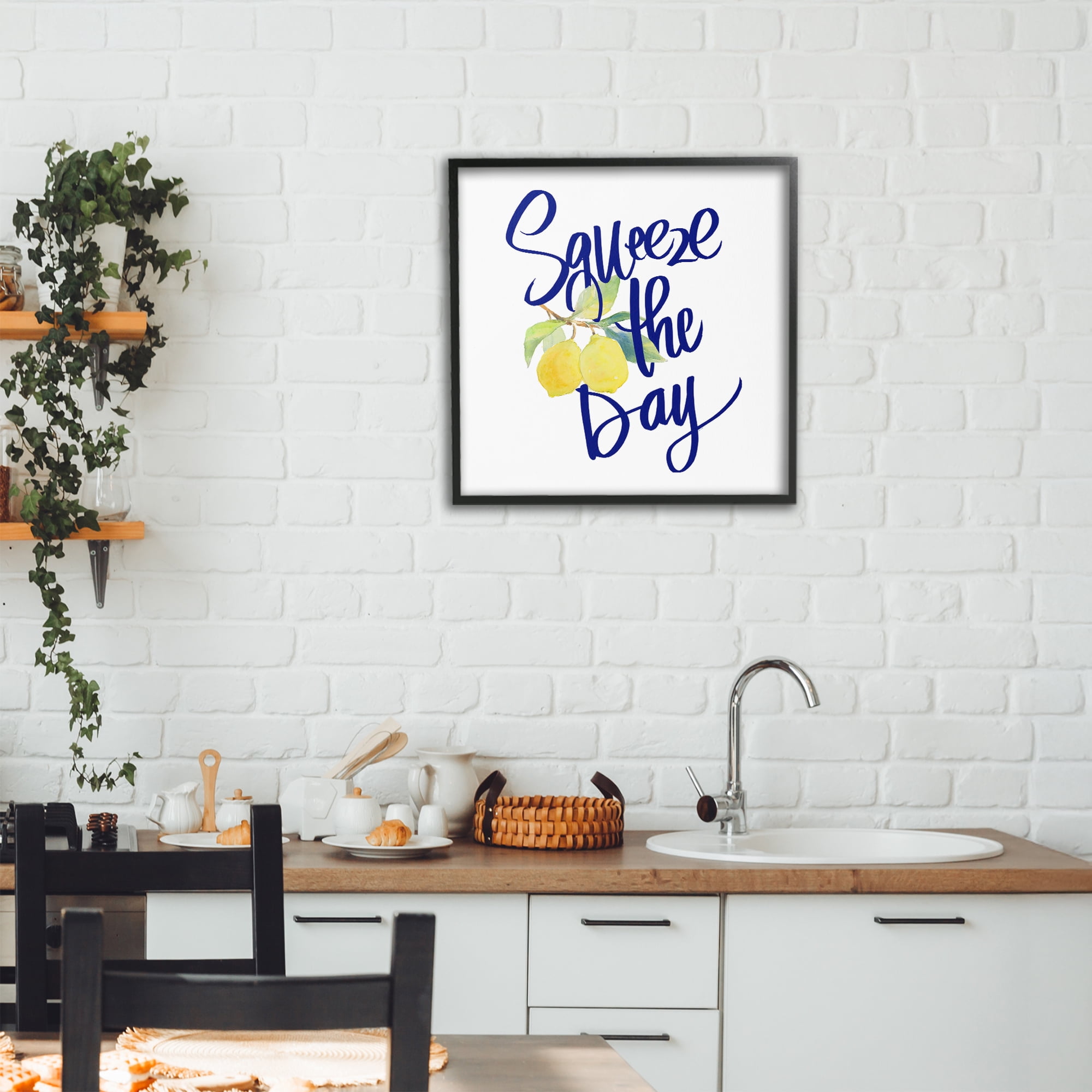 Stupell Industries Cursive Squeeze The Day Black Framed Giclee Art, design by Lanie Loreth