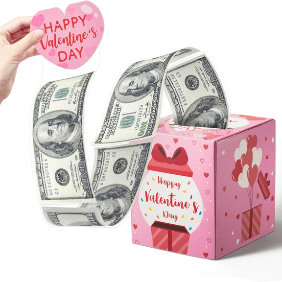2ooya Valentine's Day Money Gift Box for Cash Gift Pull, Money Holder for Cash for Valentine's Day