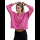 thumbnail image 3 of Sudadera Corta para Mujer, Cuello Redondo, Larga, Talla Grande, Otoño-Invierno 2025, Estilo Jersey Holgado. Rosa Roja L, 3 of 10