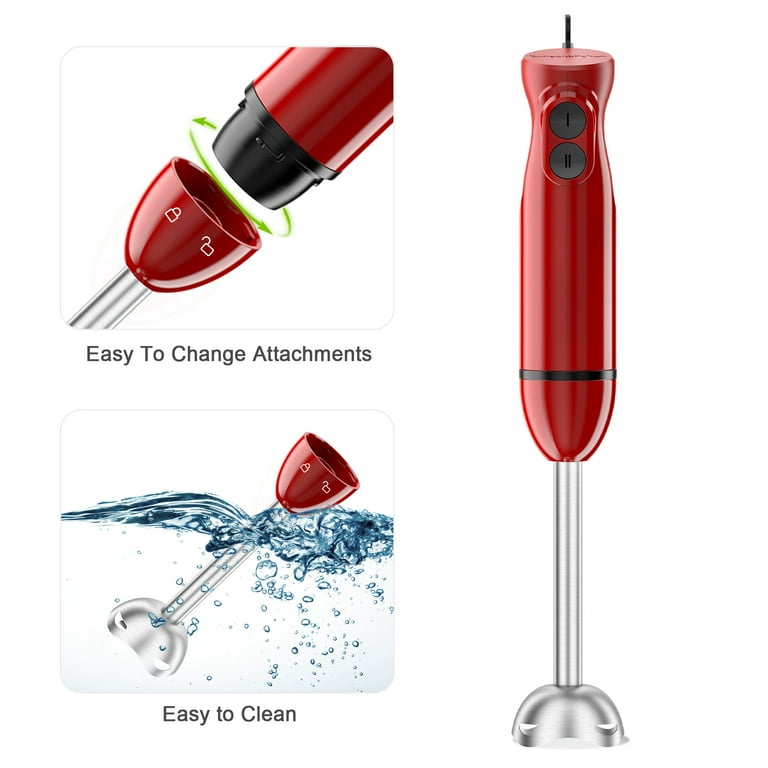 Bonsenkitchen Handheld Blender, Immersion Blender Handheld,Red