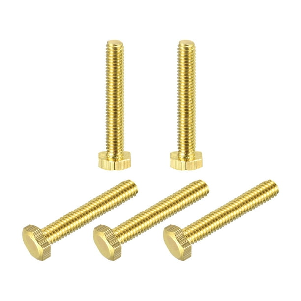 Brass Hex Bolts, M4x25mm 5 Pack Fully Thread Grade 4.8 Machine Screws