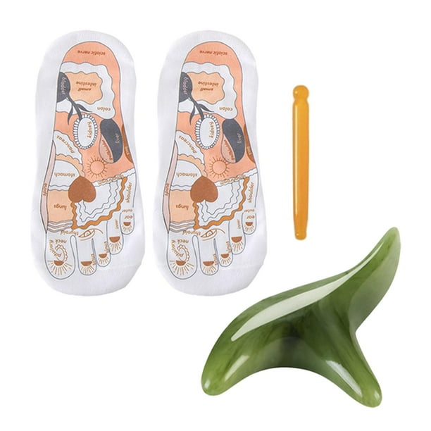 Calcetines de reflexología transpirables y cómodos con ilustración de puntos de acupresión. gran masaje verde