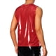 thumbnail image 3 of Camisetas sin mangas metálicas INSPIRE CHIC para hombres, camiseta holográfica, chaleco brillante para fiesta disco, rojo S, 3 of 4