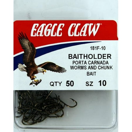 UPC: 0047708055819 | Eagle Claw 181FH-10 Baitholder Down Eye 2-Slice Offset Hook  Bronze  Size 10