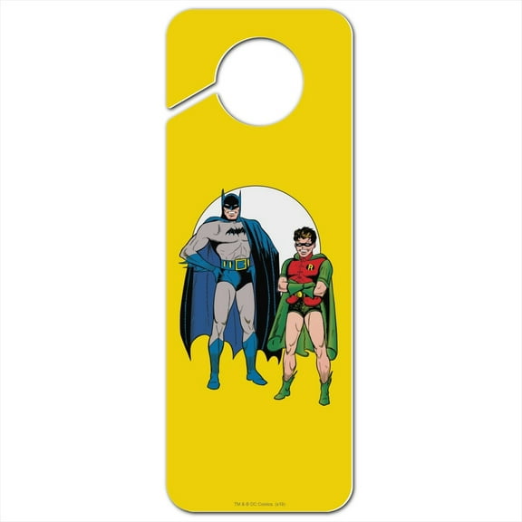 Batman and Robin Plastic Door Knob Hanger Sign