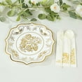 thumbnail image 6 of Balsa Circle 25 White Gold 10" Floral Disposable Dessert Paper Plates Scallop Trim Party Events Decorations, 6 of 8