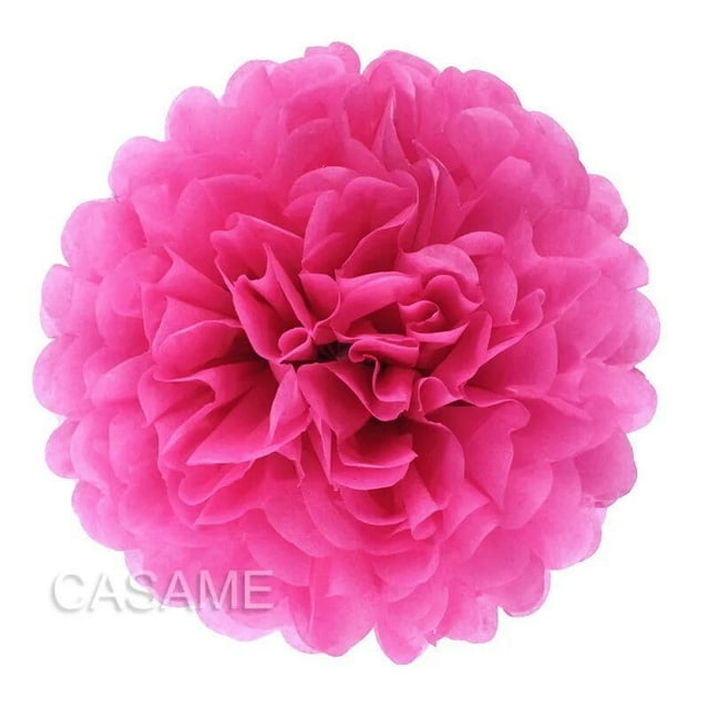 pompones de papel de seda, guirnalda de flores, decoración de boda, bricolaje, bolas de flores de papel, decoración para fiesta de cumpleaños, baby shower, rosa fuerte, 10 pulgadas (25 cm)