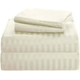 thumbnail image 3 of Fitted Sheet 3 PC Bedding Set - Fits Mattress Upto 14" Deep Pocket & Extra Soft, All Around Elastic 400TC Luxury & 100% Egyptian Cotton Sheets For Mattress - Queen Size - Ivory Stripe., 3 of 6