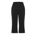 thumbnail image 6 of Mrat Yoga Capris for Women High Waist Leggings Cropped Athletic Workout Capris Straight Leg 21" Pants with Pockets S-26 Black, 6 of 9