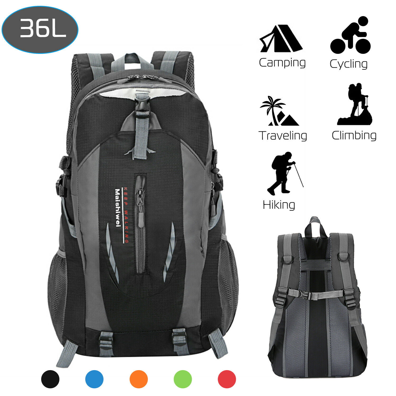 36L Nylon Travel Backpack Waterproof Outdoor Rucksack Men Camping Hiking Bag  US