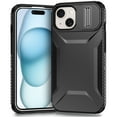 thumbnail image 3 of for iPhone 15 Plus, Luxury Sliding Camera Cover Soft TPU + Hard PC Shockproof Drop Protective Hybrid Stylish Ultra Slim Frosted Anti-slip Grip Phone Case for iPhone 15 Plus, Black, 3 of 7