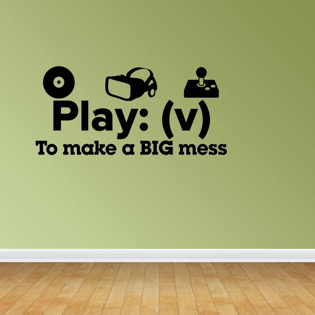 Empresal Play Make A Mess Playroom Decal Vinyl Wall Decals Kids Room Quote Black 28'Hx13'W JP116
