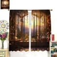 thumbnail image 3 of Sunset Window Beautiful Flower Landscape Theme Curtain, Pink Sun Ray Flower Butterfly Art Deco Curtain, Beautiful Window Scenery Room Living Room Blackout Curtain 2 Pieces 52x84in, 3 of 6
