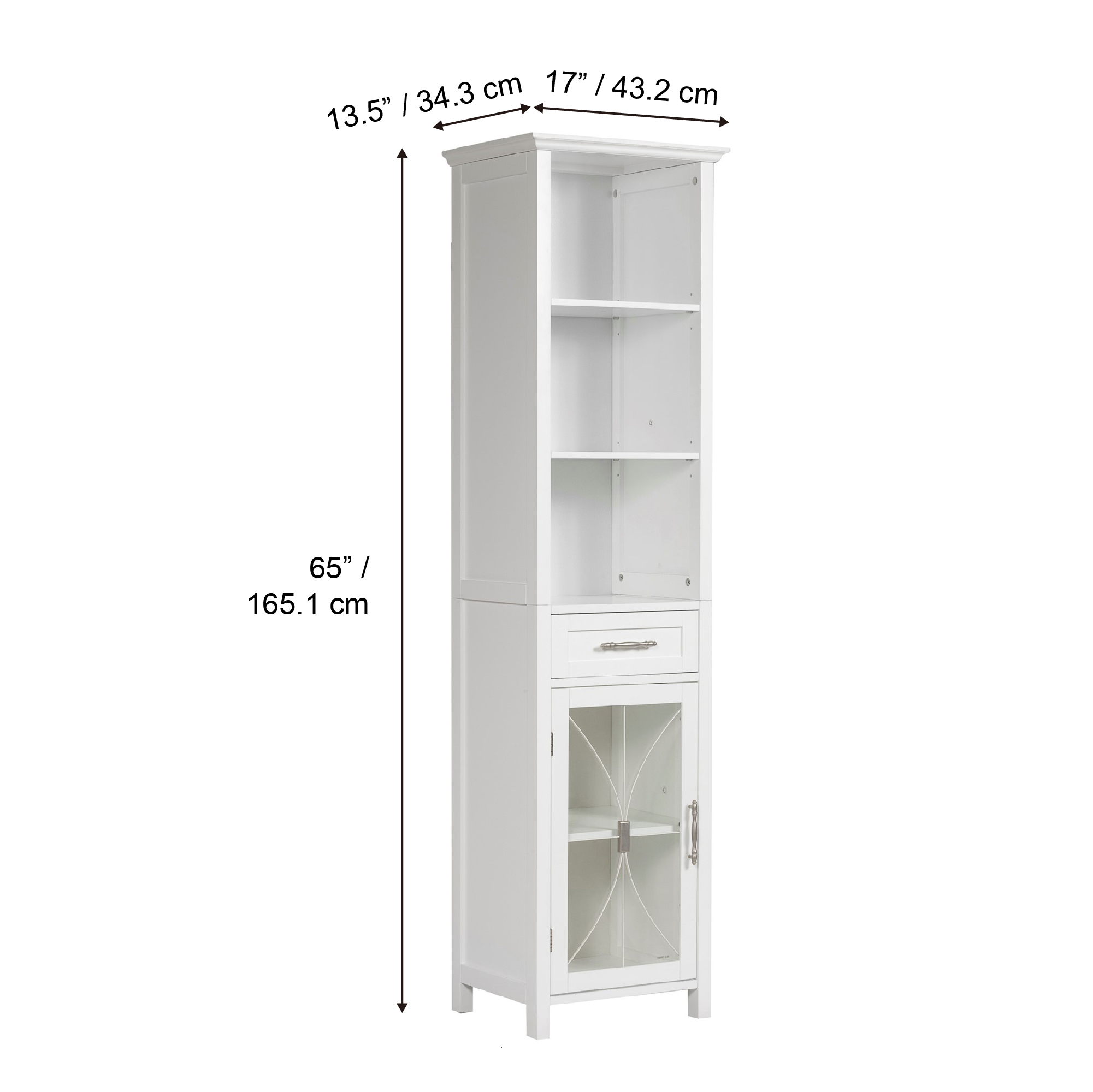 Teamson Home Delaney Wooden Linen Cabinet with Drawer and Open Shelves, White - image 4 of 6