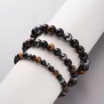 thumbnail image 6 of GKNET Natural Stone Tiger Eye Beaded Bracelet Bangle Energy Women Men Delicate Jewelry Gift New-Natural stone tiger's eye, 6 of 9