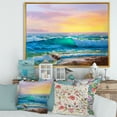 thumbnail image 2 of Designart 'Blue Waves Breaking At The Beach Landscape IV' Nautical & Coastal Framed Canvas Wall Art Print, 2 of 5