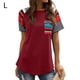 thumbnail image 1 of Camiseta de mujer Camiseta de manga corta con estampado de rayas Top Summer Causal T Shirt, Rojo, L seitruly AP001701-18, 1 of 7