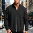 thumbnail image 6 of UDAUDU Men's Full Zipper Cardigan Sweater Casual Stand Collar Cardigan Corduroy Sweatshirt Long Sleeve Sweater Black 2XL, 6 of 7
