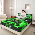 thumbnail image 4 of Castle Fairy Teens Boys Girls Black Green Gamepads 3Pcs Twin Sheet Sets,Video Game Twin Fitted Sheet,Abstract Lightning Breathable Flat Sheet,Microfiber Bedroom Decor, 4 of 7