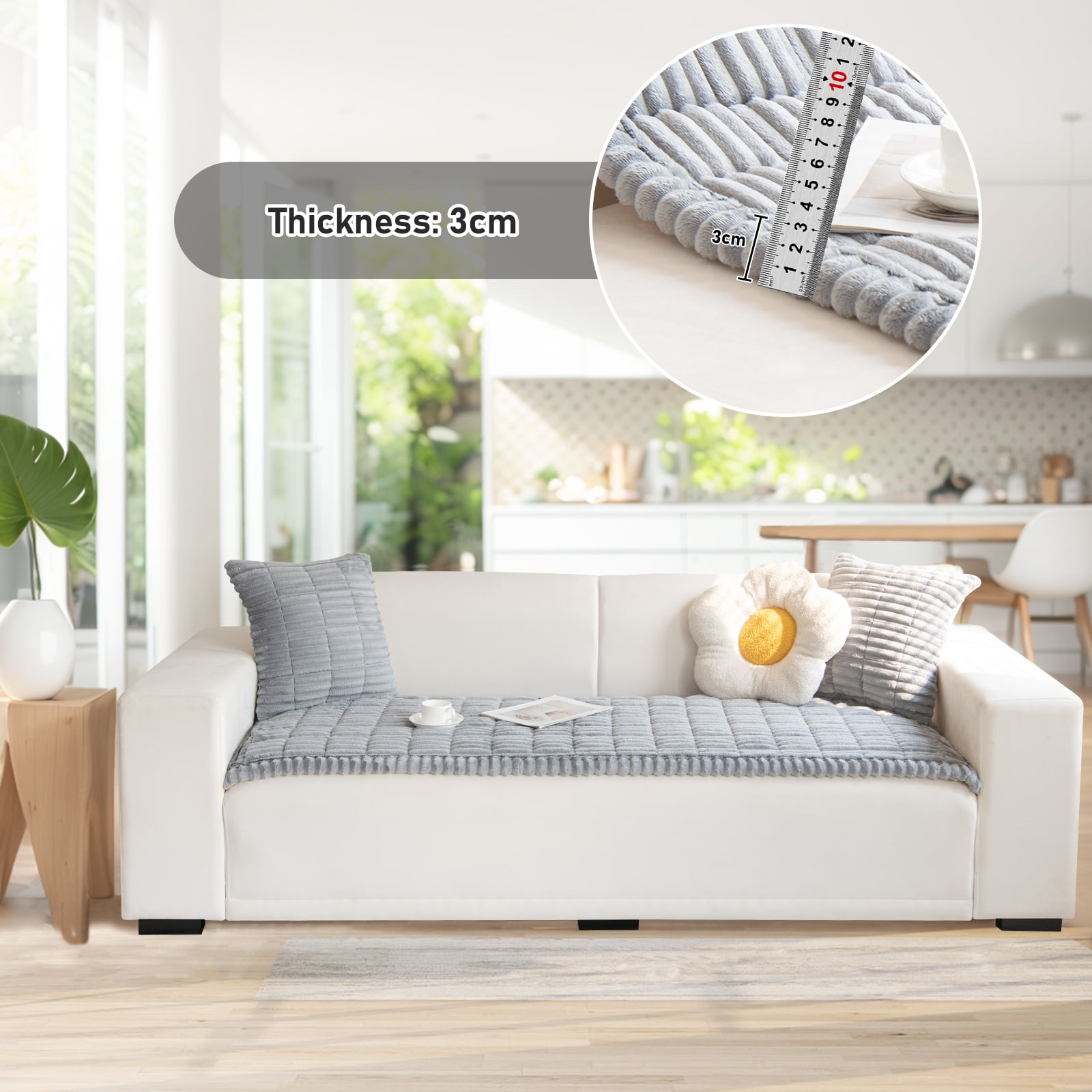 Eurhowing Pet Couch Cover Waterproof, Non Slip Plush Sofa Slipcover for Couch, Bed, Floor, Fuzzy Blanket Mat Furniture Protector for Dogs Cats (28x59in, Gray)