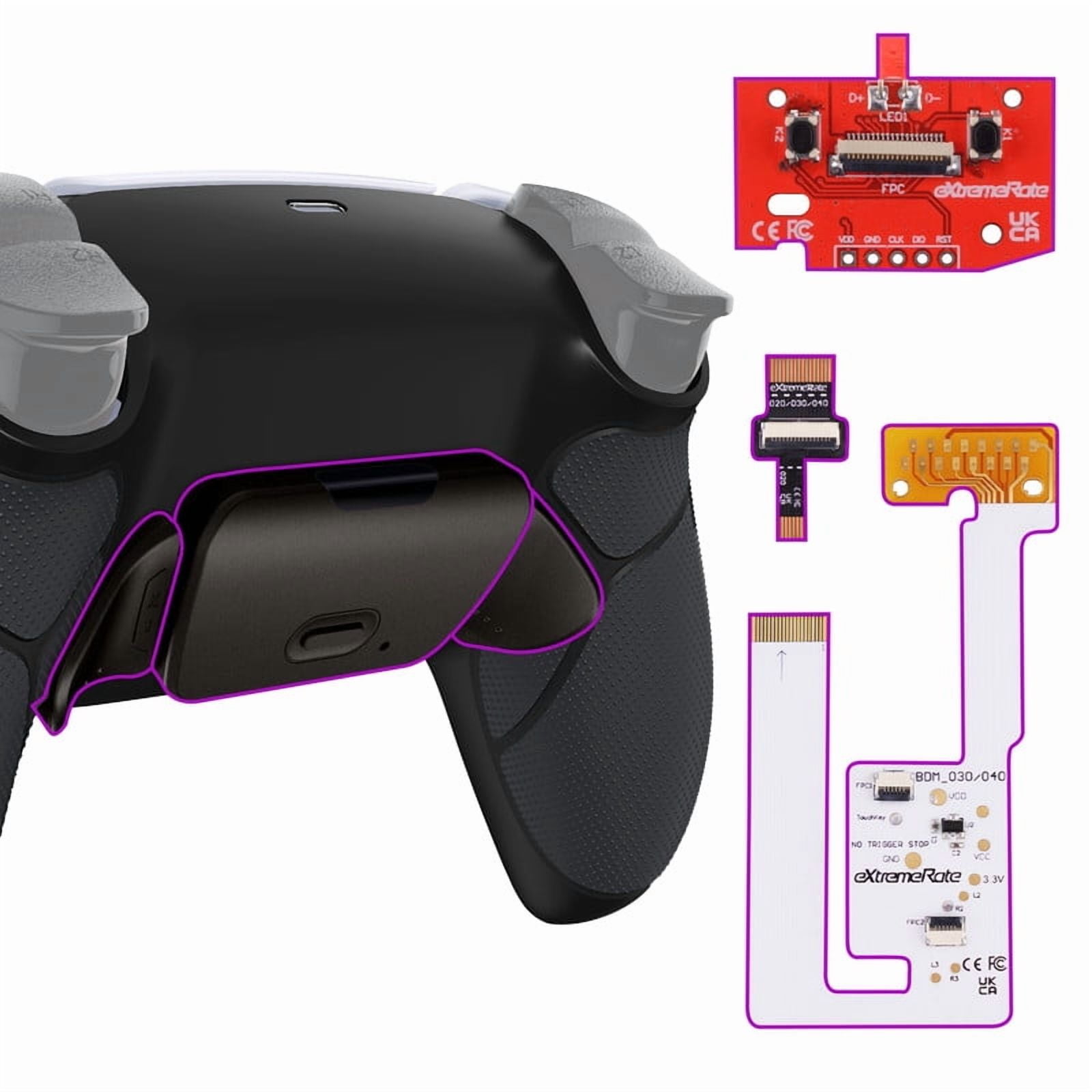 eXtremeRate Black Real Metal Buttons RMB RISE V3 Remap Kit for PS5 Controller BDM-030 040 050, Rubberized Grip Bottom Shell Upgraded Programable Back Buttons Set for PS5 Controller - NO Controller