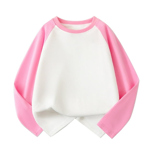 Chandails pour Filles Rose à Manches Longues Col Ras du Cou Couleurs Confort Filles Taille 5-6 Ans Chandails