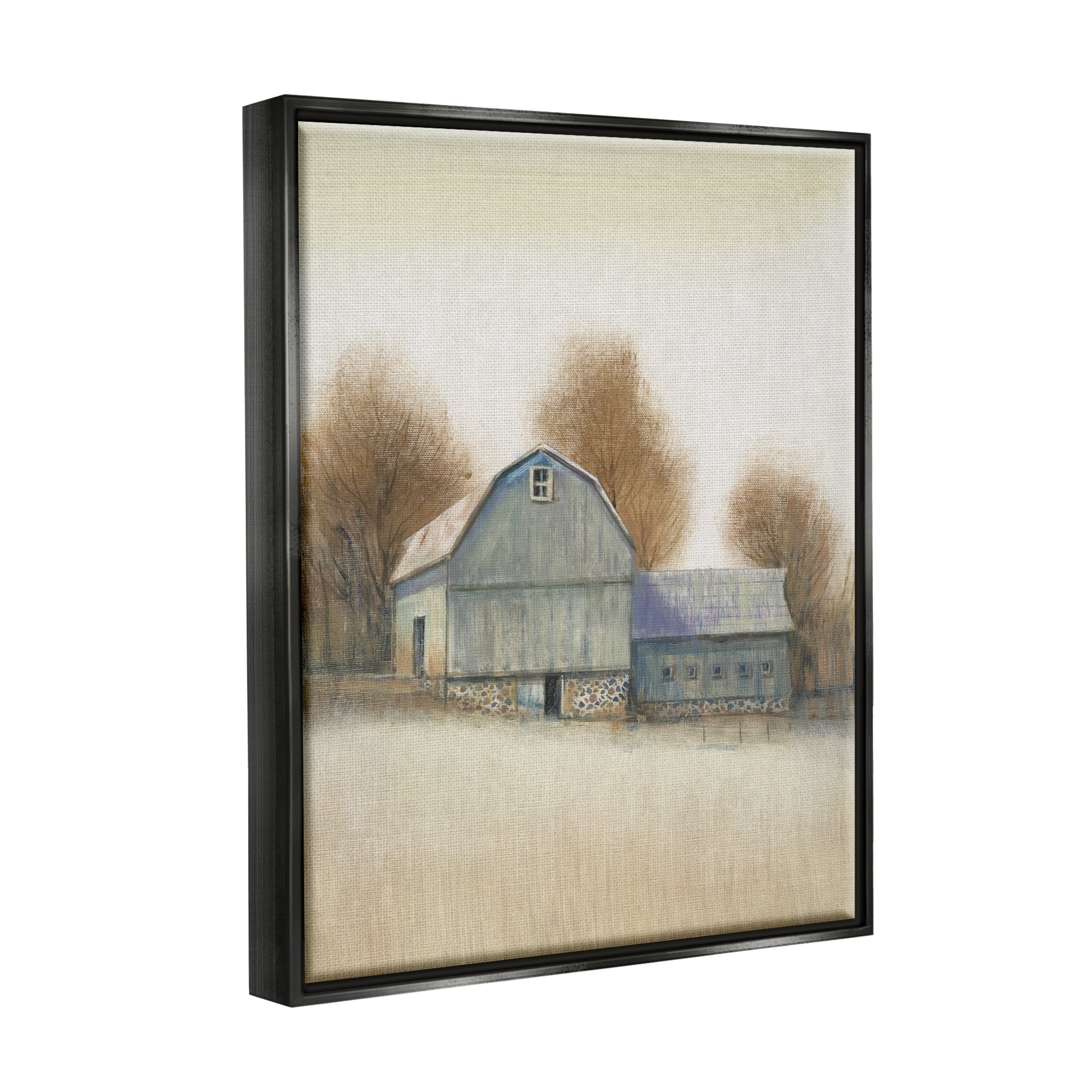 Stupell Industries Vintage Farm Barn Stable Neutral Autumn Tones Jet Black Framed Floating Canvas Wall Art, 24x30, by Tim O'Toole