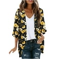 thumbnail image 2 of UVEASISHA 2025 Trendy Print Cardigan for Women 3/4 Sleeve Boho Casual Beach Cover Ups Loose Fit Summer Kimono Cardigans Multicolor#9 XXL, 2 of 4