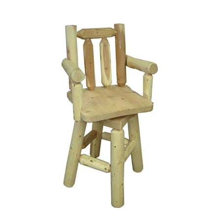 Kunkle Holdings Llc White Cedar Log Rustic Swivel Bar Stool With