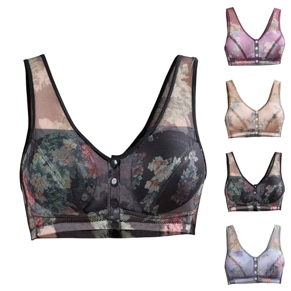 YLOMAY Women Bras Womans Underwear Lace Bras Printed Comfy Thin Brassiere Lady Loose Everyday Wear Beige 36