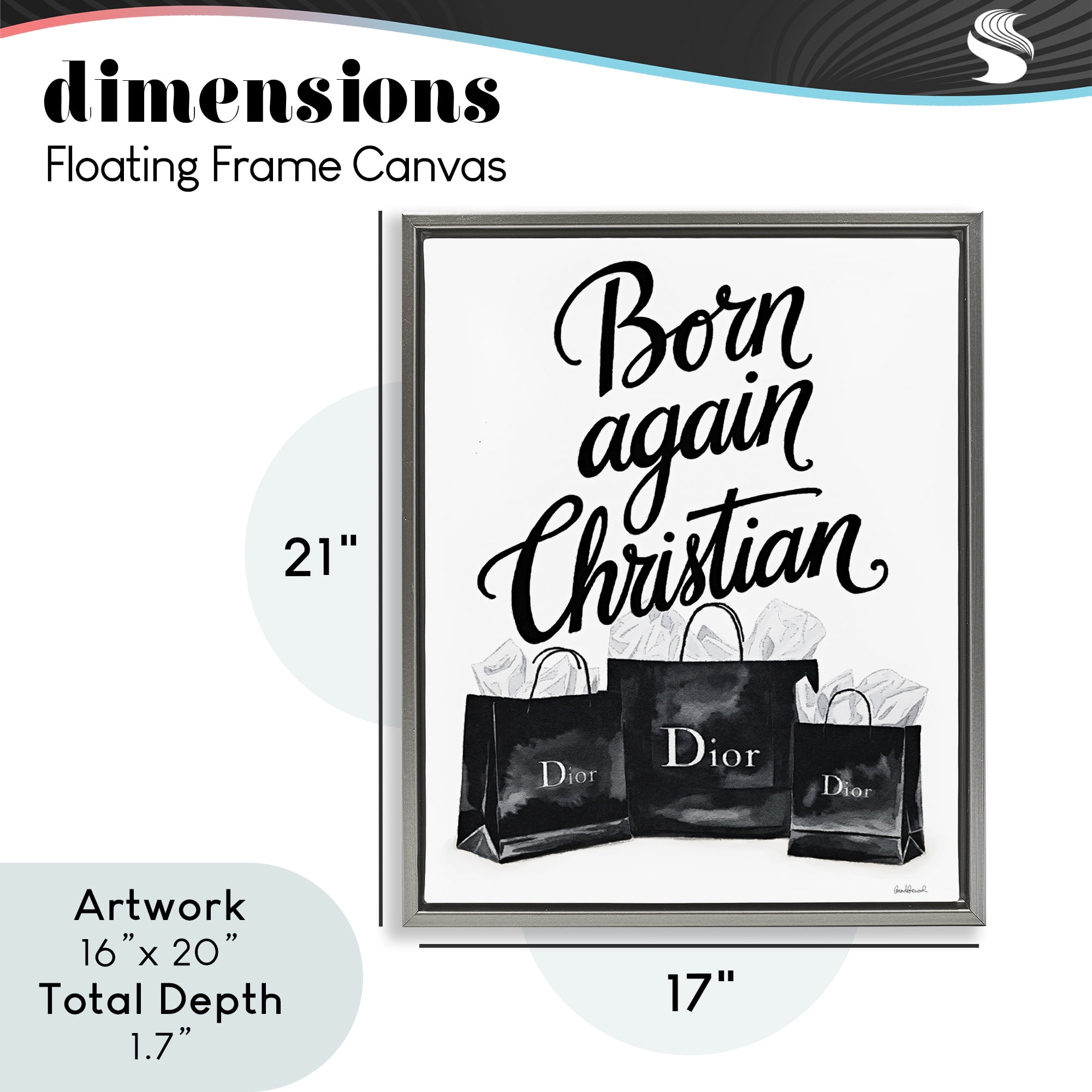 Shopping Born Again Christian Gray Framed Floater Canvas Wall Art, design by Amanda Greenwood