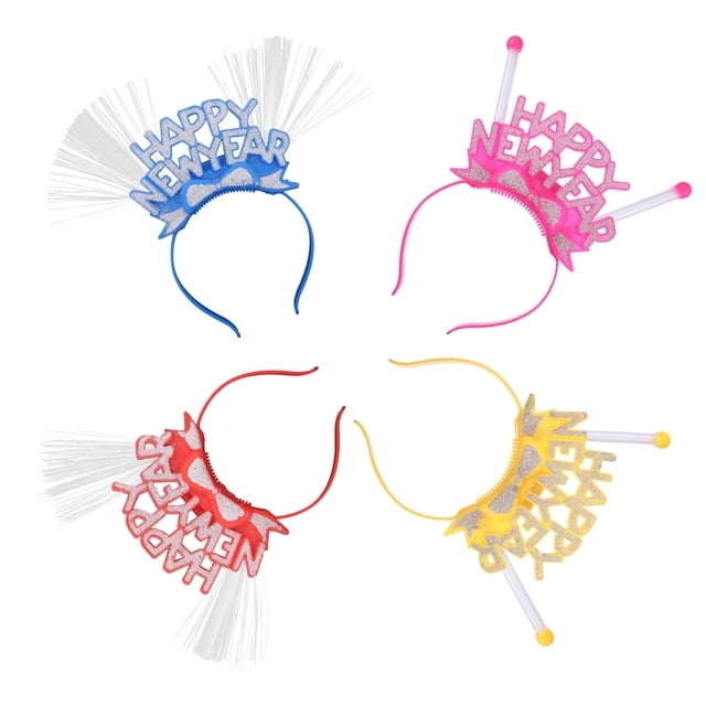 FELTECHELECTR 4Pcs New Year Hair Hoops Plastic Assorted Color Party Accessory for Friends Festivals